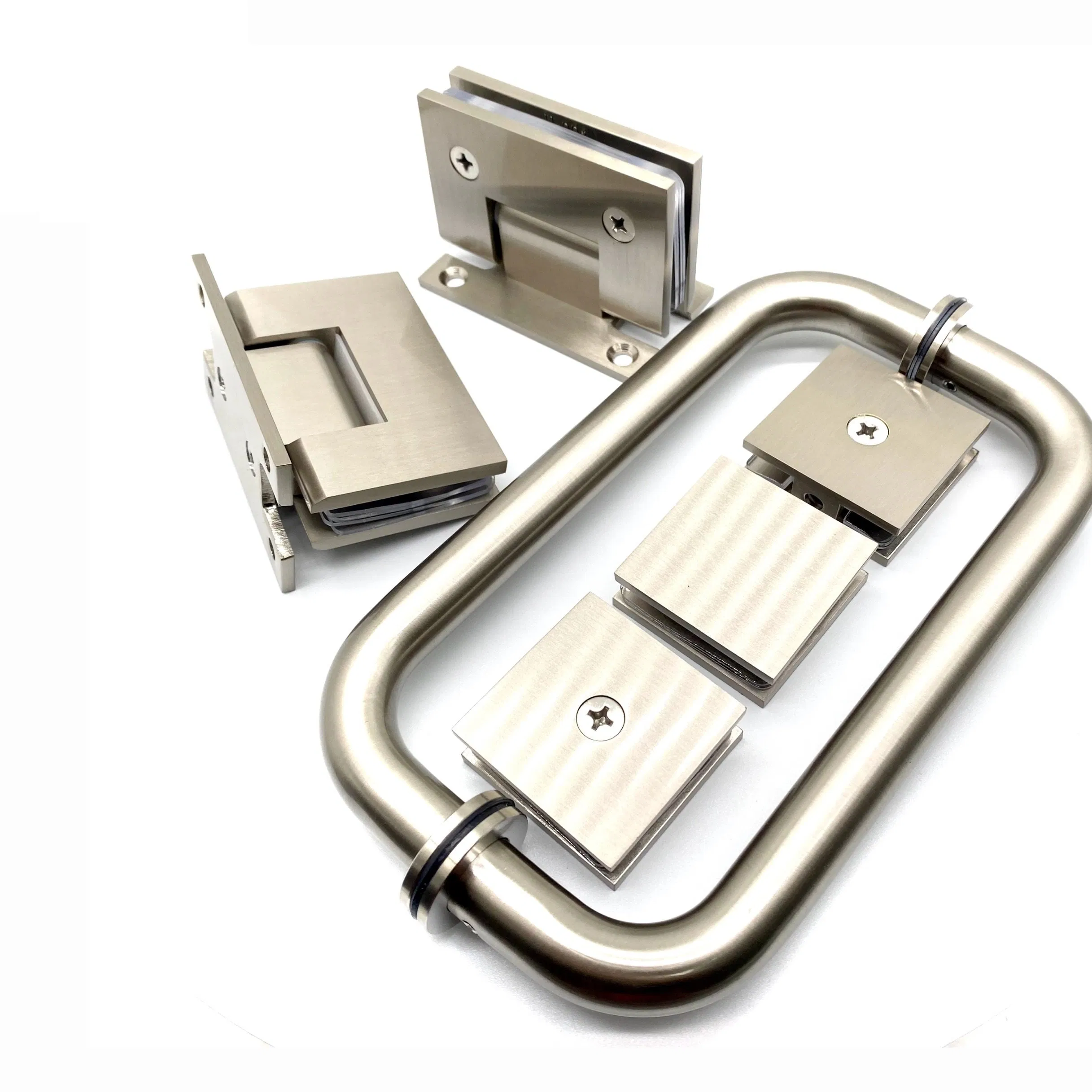 H Plate Shower Hinge U Bracket Shower Door Whole Kit in Brushed Nickel