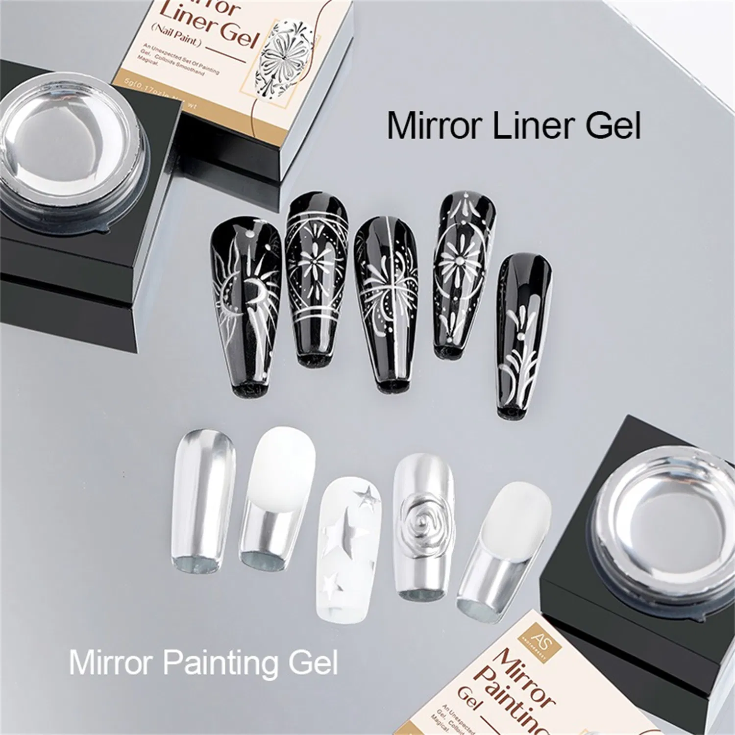 High Density Silver Colour Mirror Chrome Nails Gel Paint Metallic Gel Nail Polish Privatel Label for Sale Nail Gel