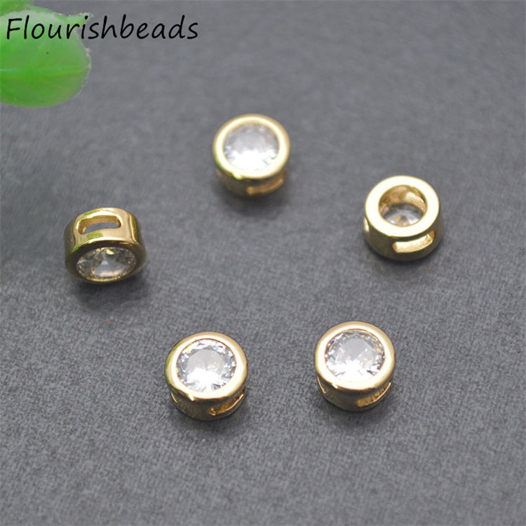 Jewelry Accessories Anit Fading 18K Gold-Plated CZ Paved Small Round Spacer Beads