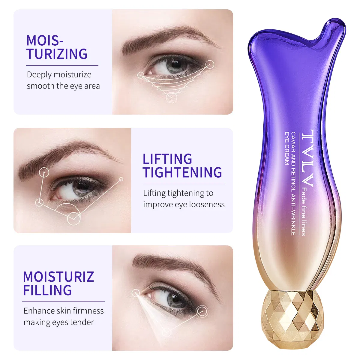 Caviar Infused Anti-Wrinkle Eye Cream with Rolling Applicator