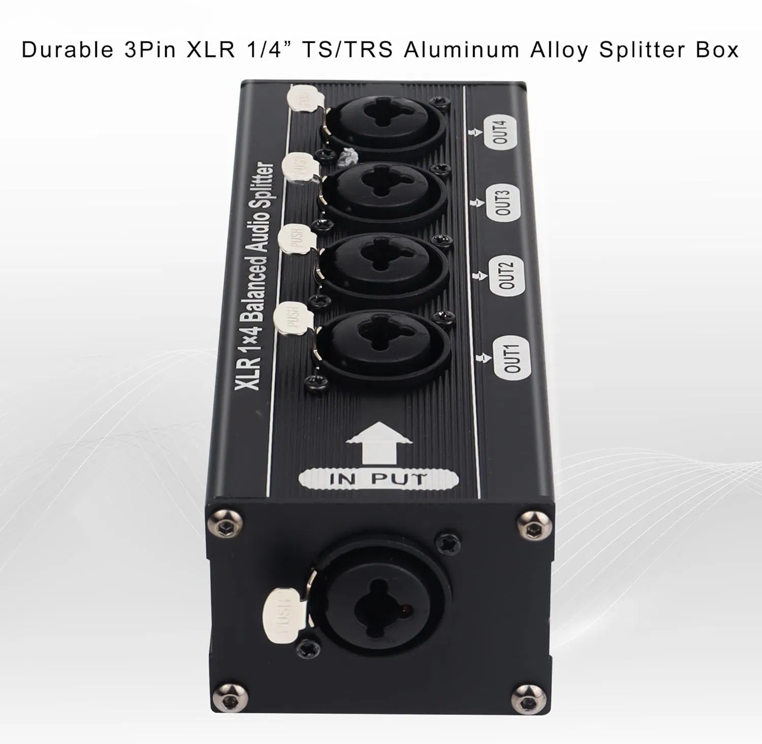 3pin XLR Ts/Trs Combo Connector 1-in 4-out Splitter Box Durable Aluminum Alloy Distribute Box with Combo Audio Jack