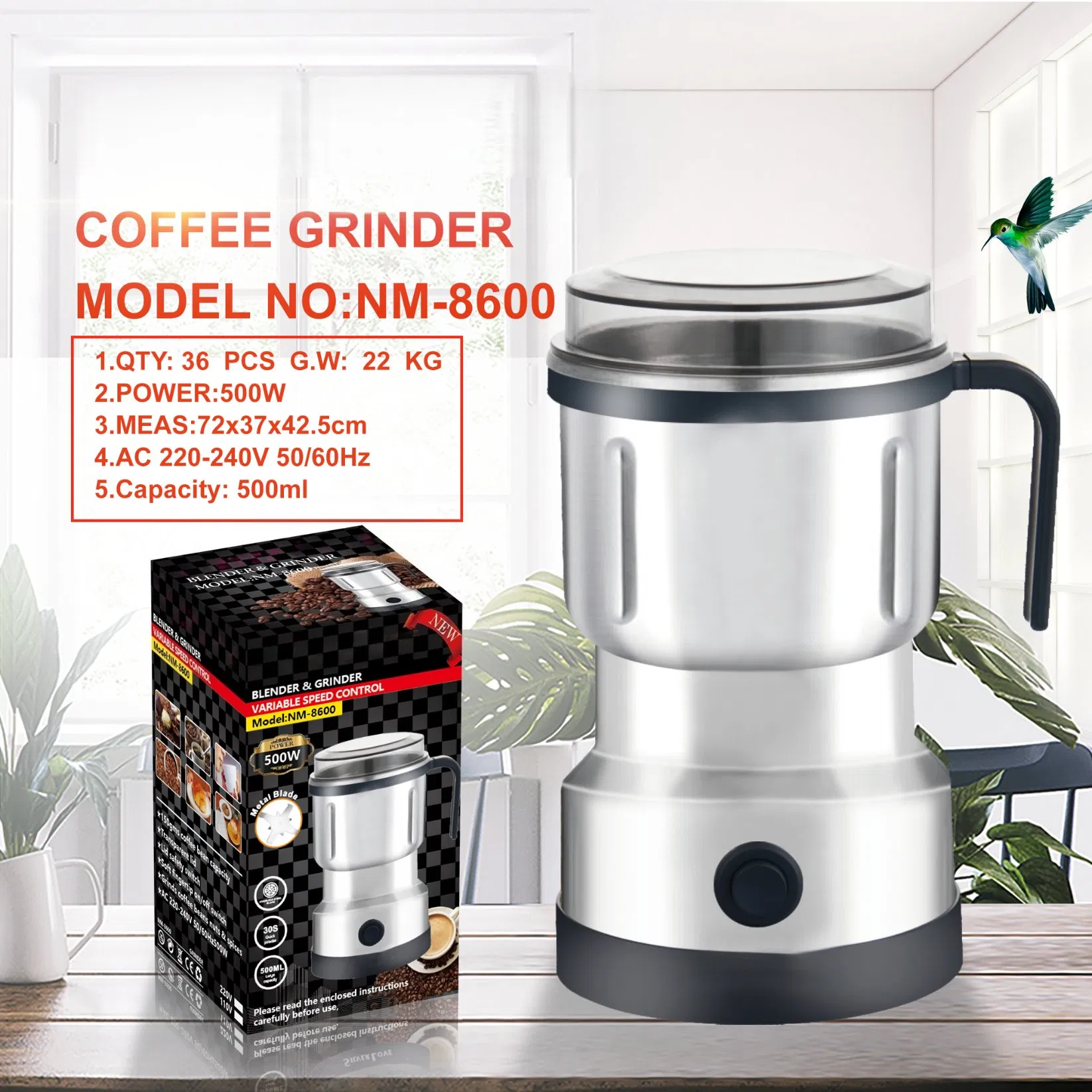 a Sophisticated Premium Portable Coffee Grinder with Stainless Steel Blades and Hassle-Free Cleaning
