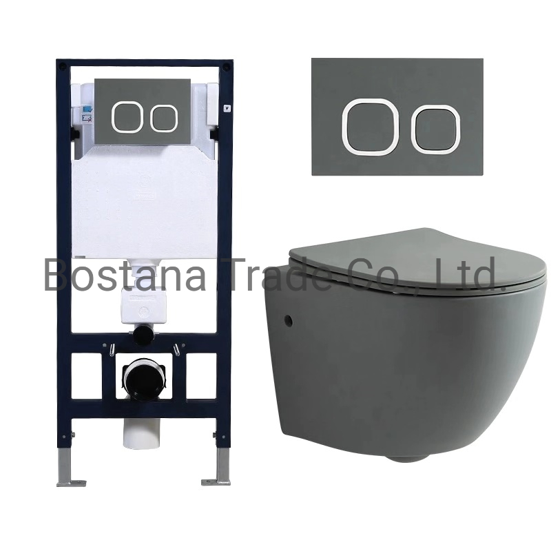 CE Wall Hung Ceramic Two Piece Bathroom P-Trap Toilet for Adult Sanitary Ware