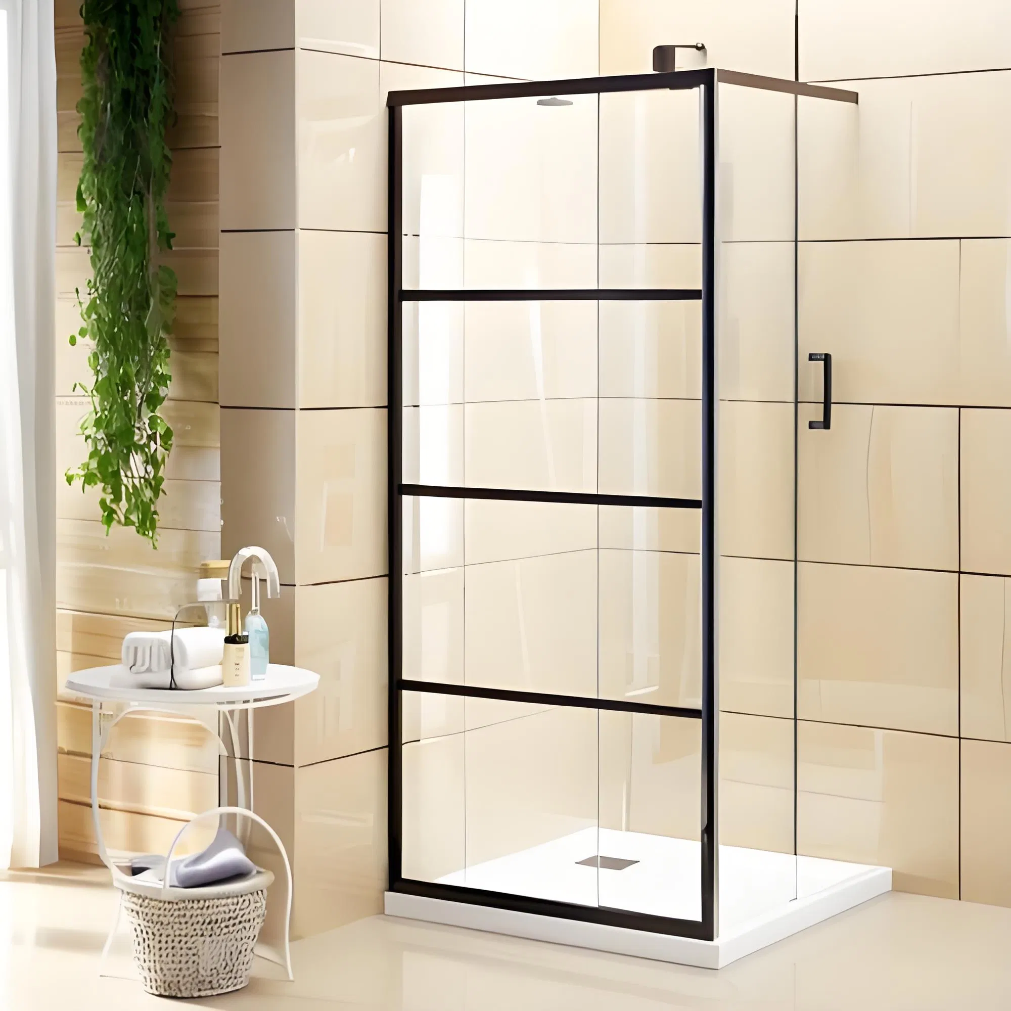 12mm High - Strength Tempered Shower Glass Door for Safety