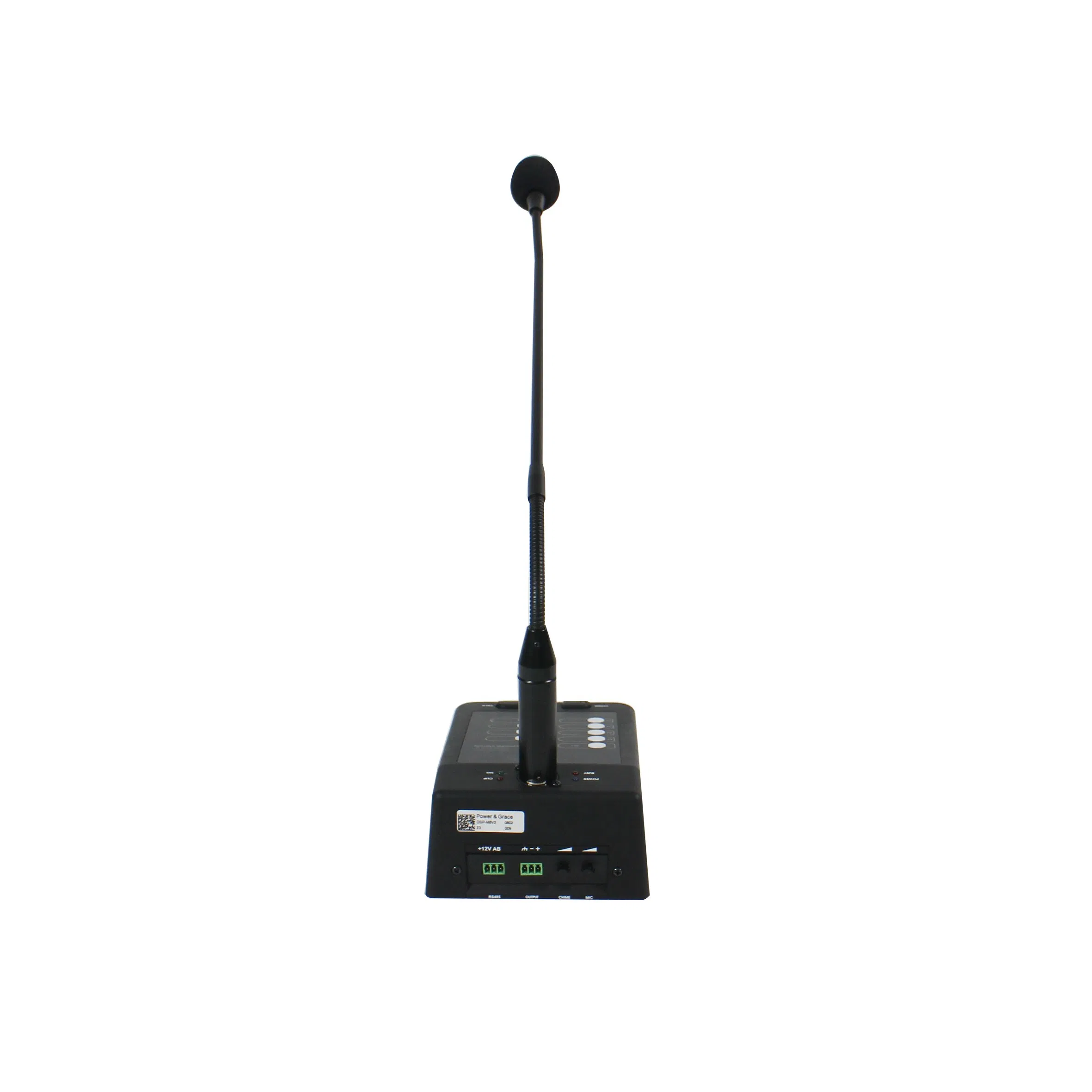 8-Zone Paging Microphone Station with Zone Selector Switches Talk & Chime on/off for Dante DSP Processor