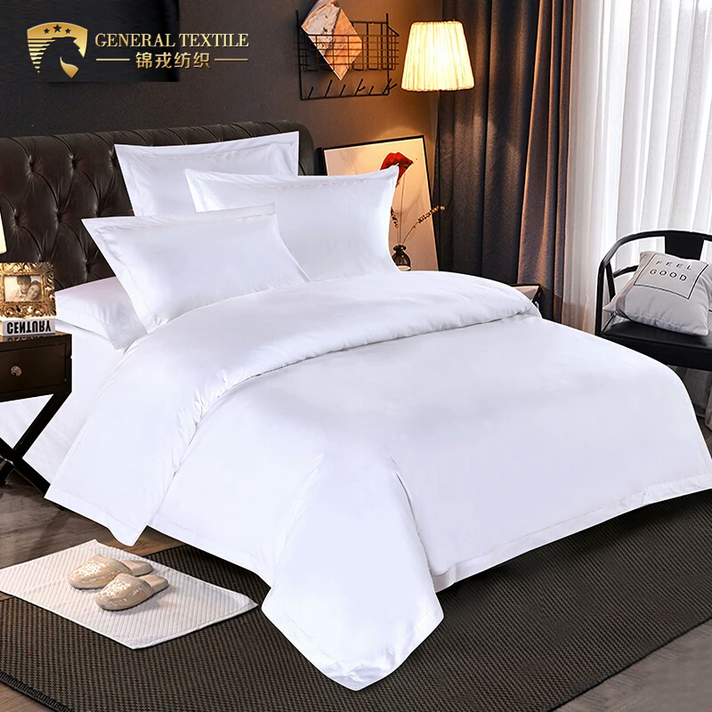 100% Cotton Satin White Hotel Pillow Cover Cotton Bed Set