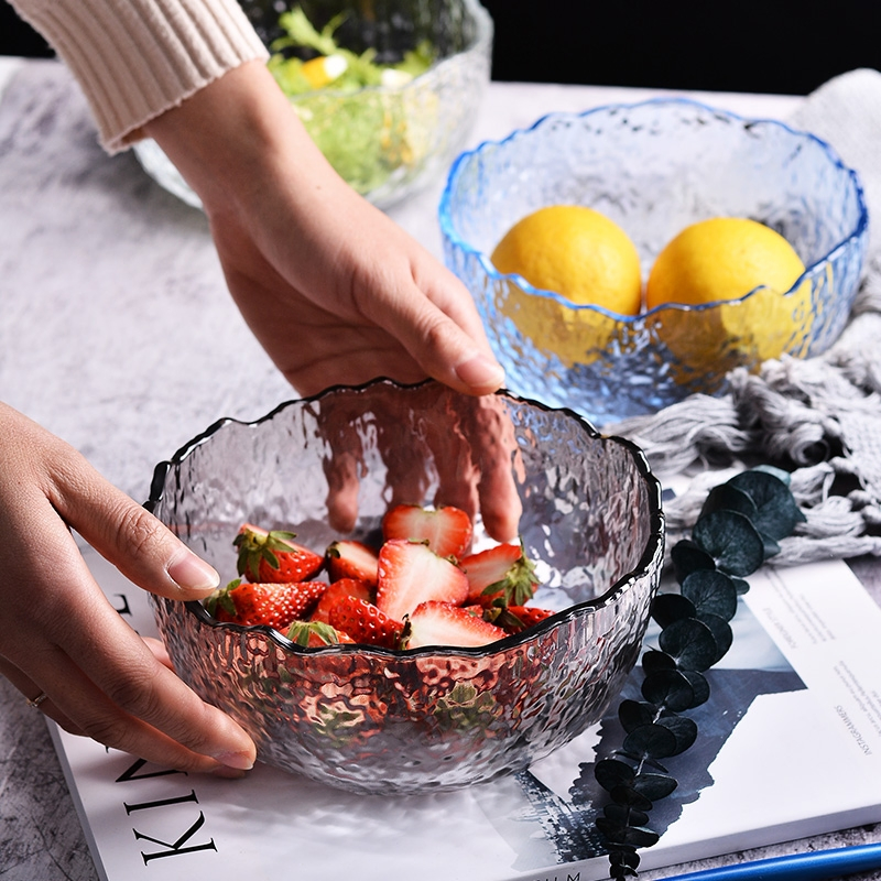 Irregular Phnom Penh Japanese-Style Creative Thickened Snack Dessert Bowl Home Glassware Transparent Glass Beat Fruit Bowl