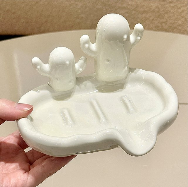 Shell-Shaped Drainage Soap Dish, Ceramic Soap Holder, Soap Drainage Storage Rack