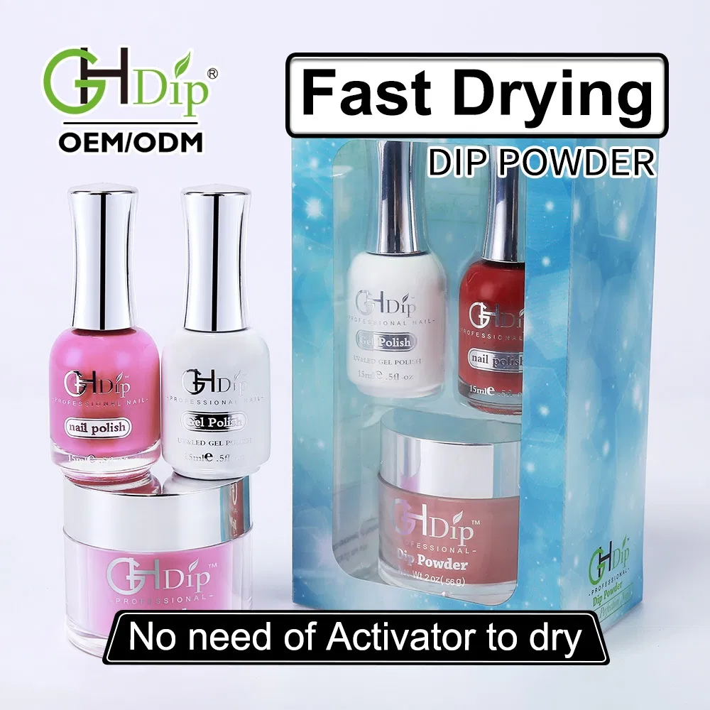 Custom Private Label 2000 Colors of Fast Drying DIP Powder 3 in 1 Match Gel and Lacquer
