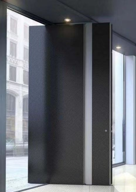 Robust Exterior Aluminum Featuring Blue Glass and Anodizing Finish Residential Front Door