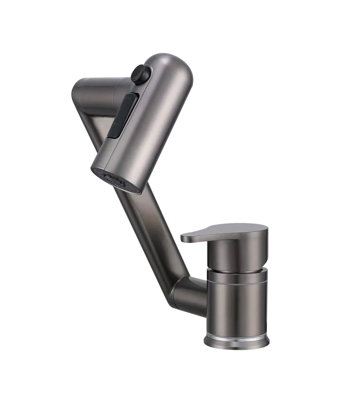 Gun Metal Foldable Kitchen Sink Faucet 304 Stainless Steel 360 Degree Swivel Waterfall Kitchen Faucet