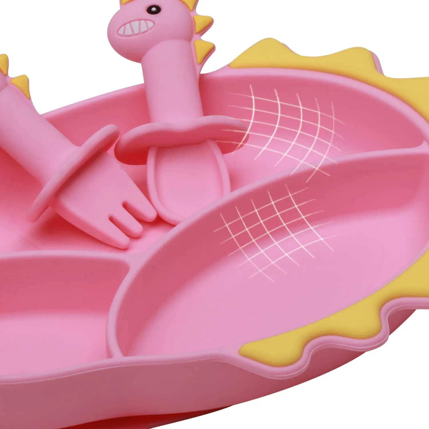 Silicone Suction Cup Baby Plate Set Kids Divided Grip Dish Self Feeding Training Baby Dinner Plate