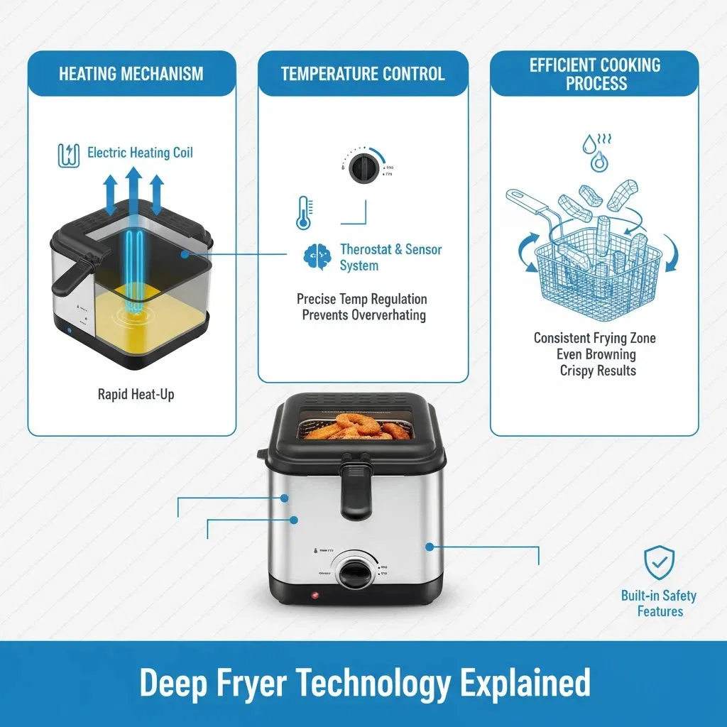 1.5L Compact Deep Fryer with Viewing Window for Fast Crispy Food Cooking