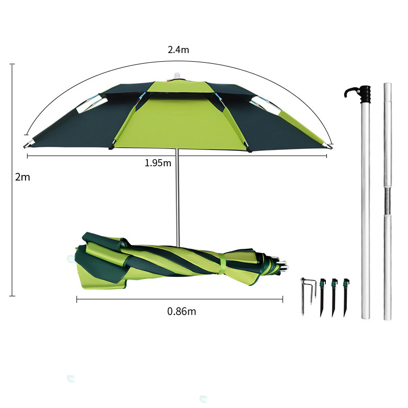 Straight Long Fishing Umbrella Black UV Coated Umbrella