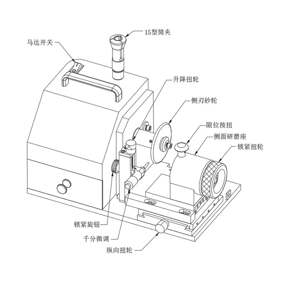 Tx-X6c Spiral End Mill Re-Sharpener for Side Flute Grinding