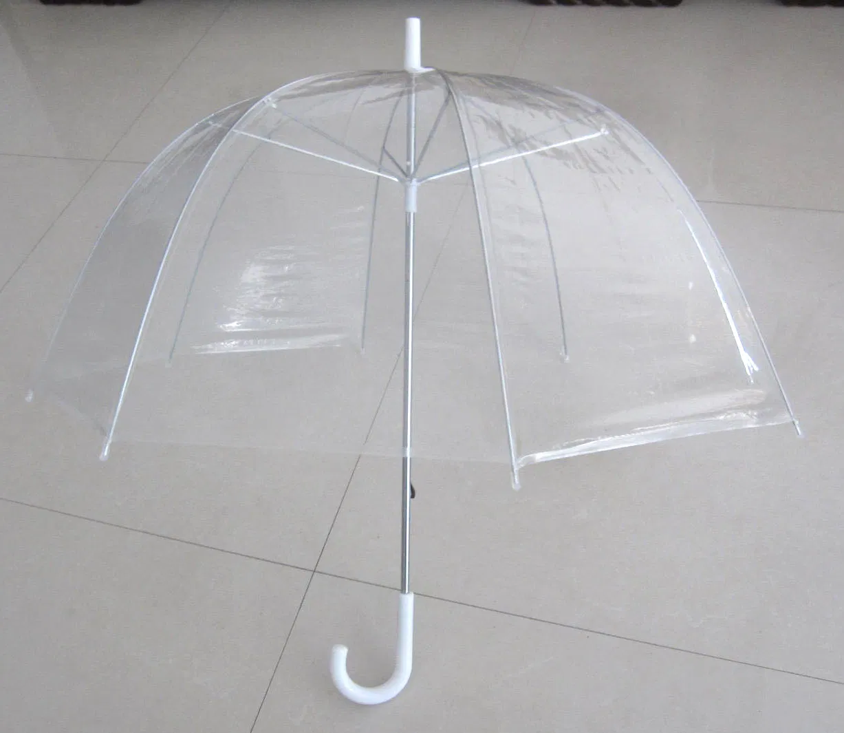 23inch 8ribs Straight Manual Apollo Dome Transparent Poe Umbrella Pink Points Printing