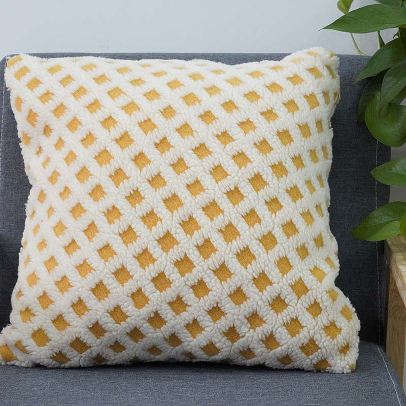Polyester Jacquard Sherpa Fur Cushion of Cover Seat Throw Pillow
