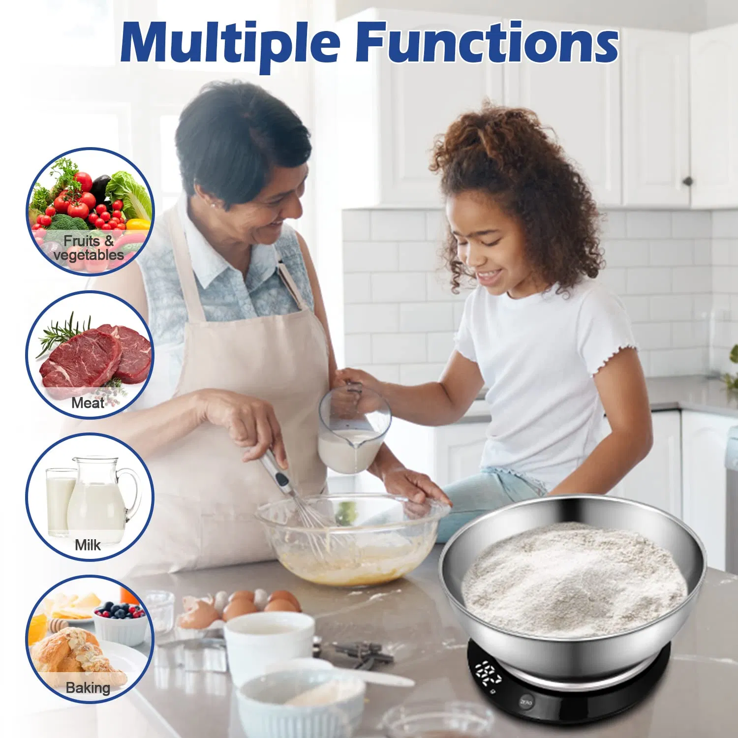 Кухонные весы цифровые в чаше, перезаряжаемые