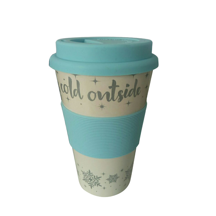 Экокружка из бамбукового волокна, 470 мл, с крышкой