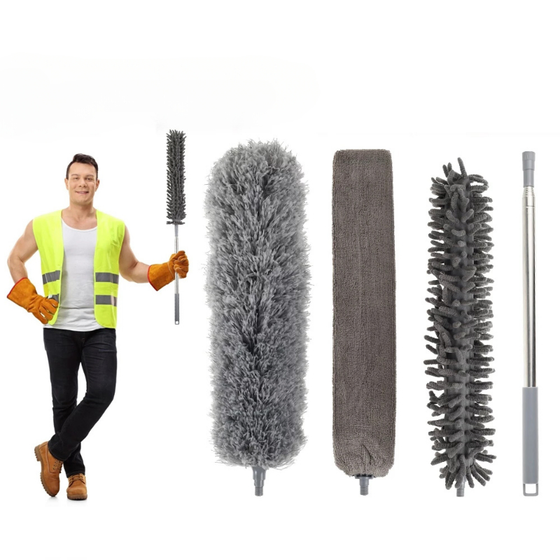 Promotional Factory Wholesale 4 Pack Microfiber Handle Adjustable Household Cleaning Dust Brush