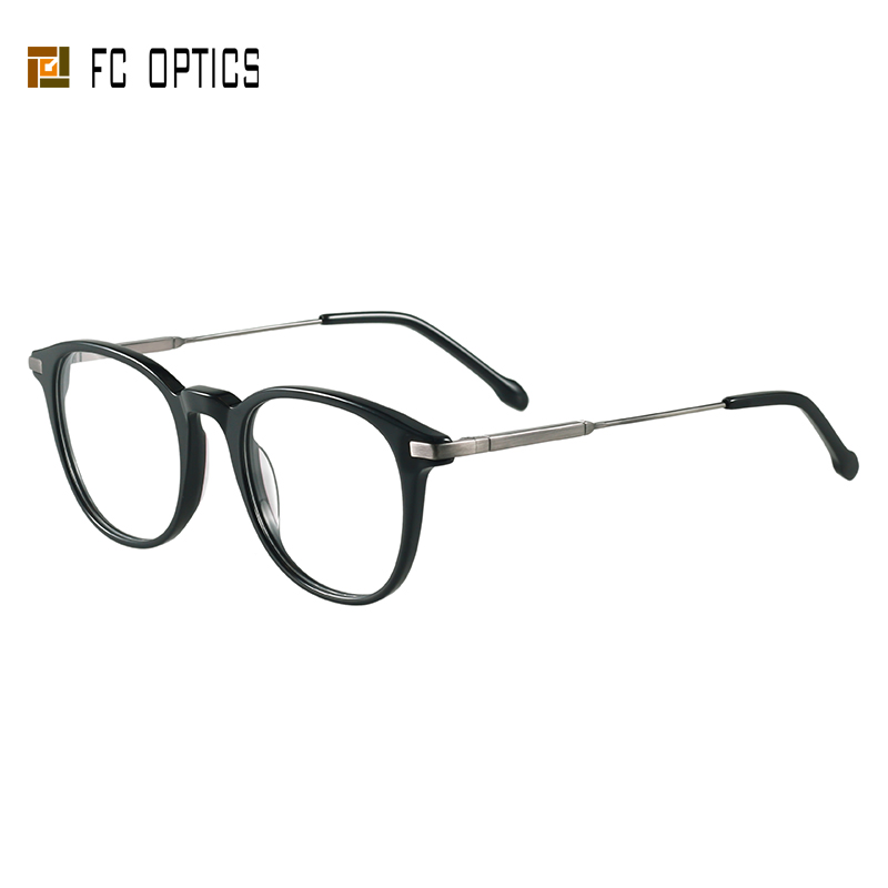 Spectacle Acetate and Metal Combination Oval Unisex Rts Prescription Eyeglass Frame