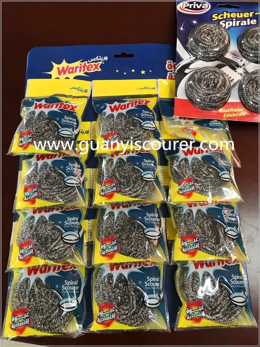 Stainless Steel 410 Wire Metal Pot Scourer Spiral Scrubber