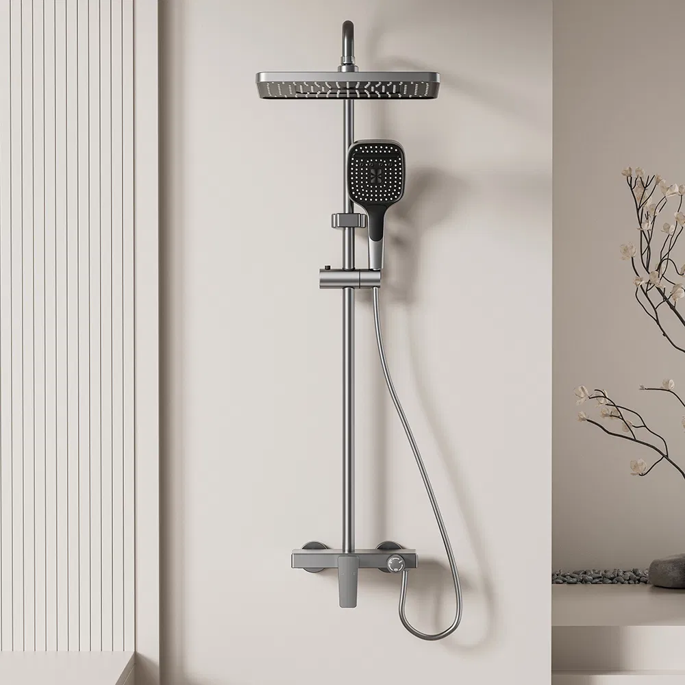 Bathroom Rain Shower Mixer Shower Bathing Set Contemporary Exposed Shower Faucet System Dual Handle