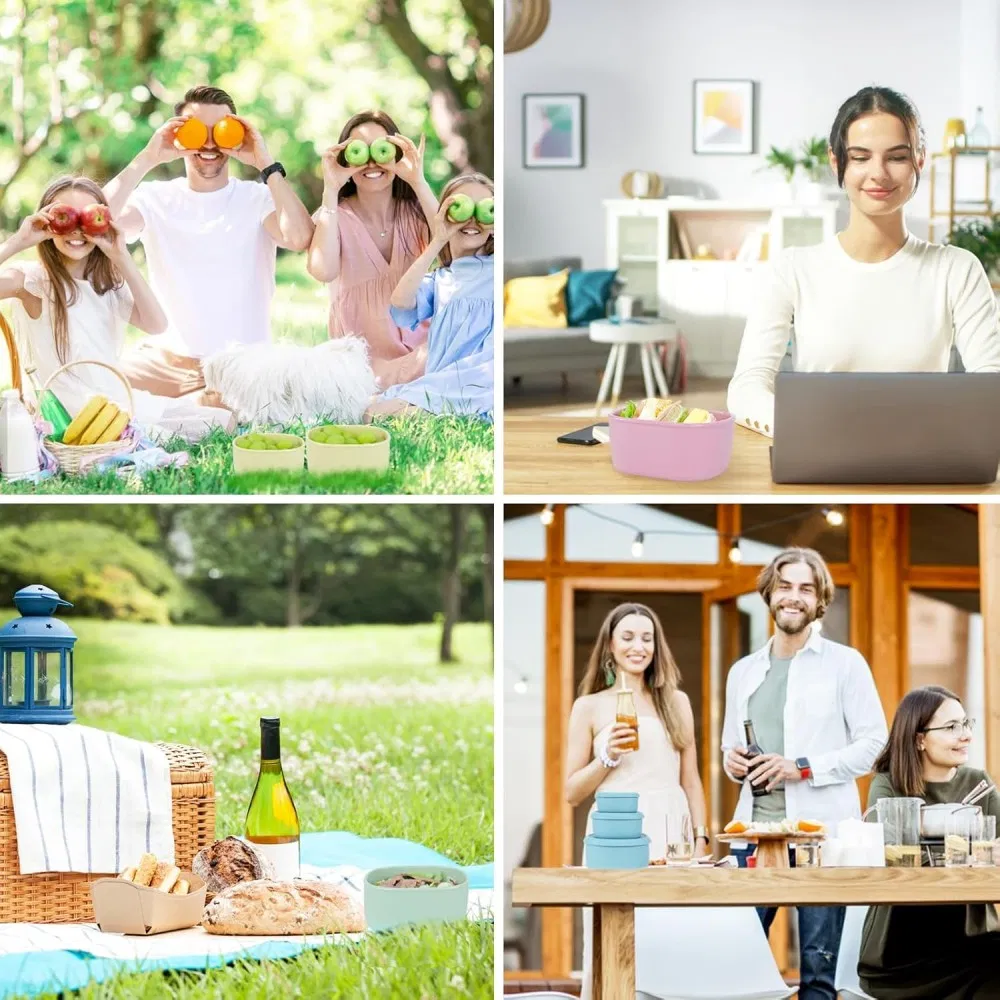 Premium 3-Piece Silicone Lunch Box Set for Easy Meal Prep