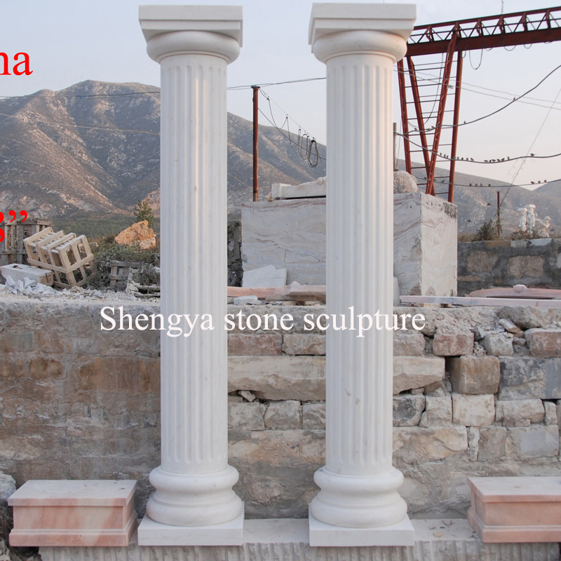 Garden Home Architectural Decorative Carved Stone Roman Pillars Marble Carving Greek Tapered Column Indoor Outdoor Decoration (SY-C006)