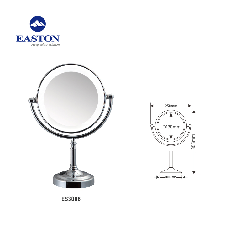 Hot Sale Hotel Double Sided Table Mirror with Light