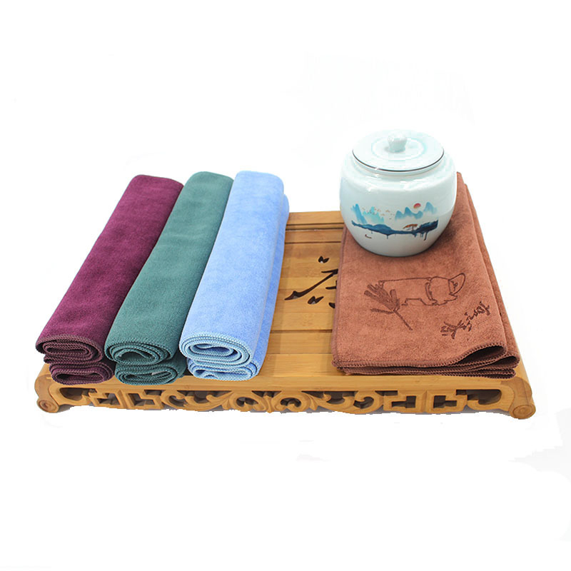 Quick Dry Polyester Polyamide Custom Logo Microfiber Cleaning Dish Towel Home Kitchen Tea Cloth with Hanging