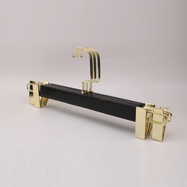 Luxury Wooden Trousers Hanger Pants Hanger with Metal Clips