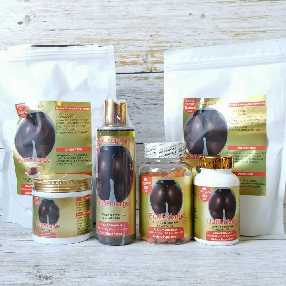 Hip up Butt Enlargement Pills Gummies Oil Cream Black Maca Root Capsule for Butt and Hip Enlargement Products Set