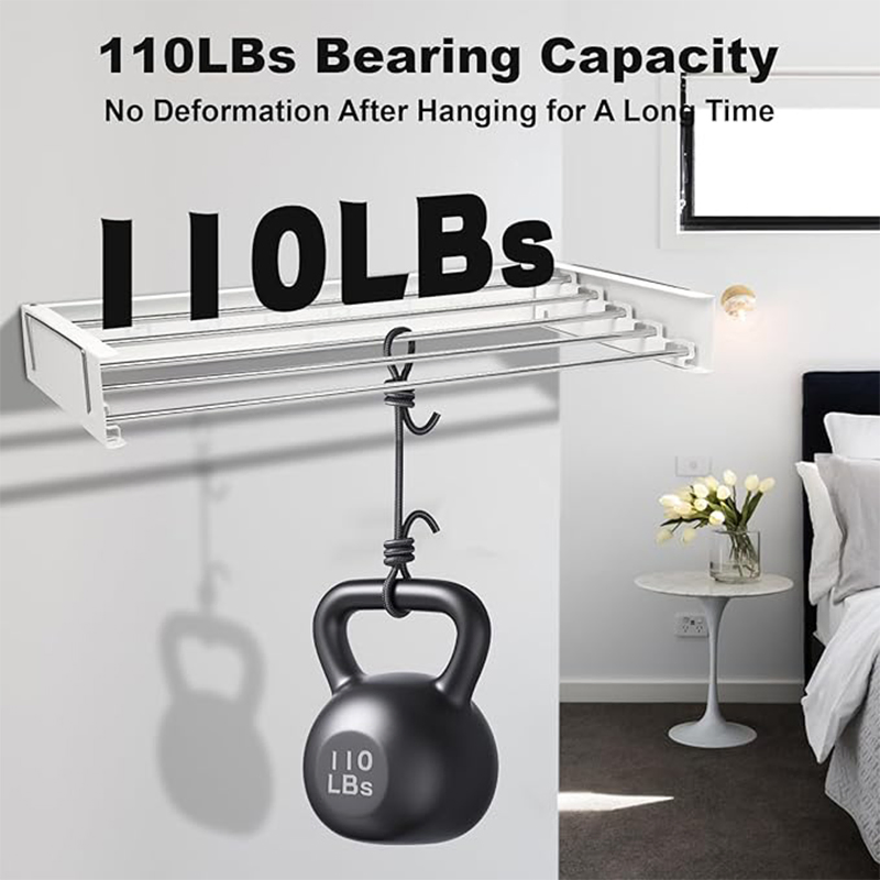 40 Inches Wall Mounted Stainless Steel Folding Collapsible Clothes Laundry Drying Rack with Wall Template