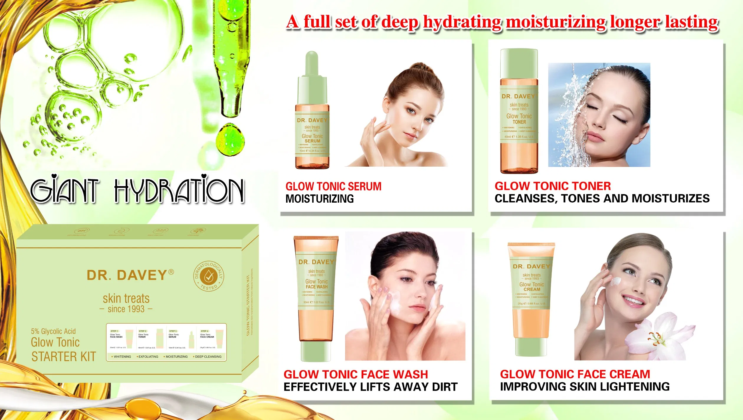 Dr. Davey Cream 4 in 1skin Care Set Liquid Daily Female Serum