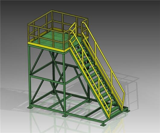 Custom Industrial Steel Structure Platform with Steel Handrails and Stairs