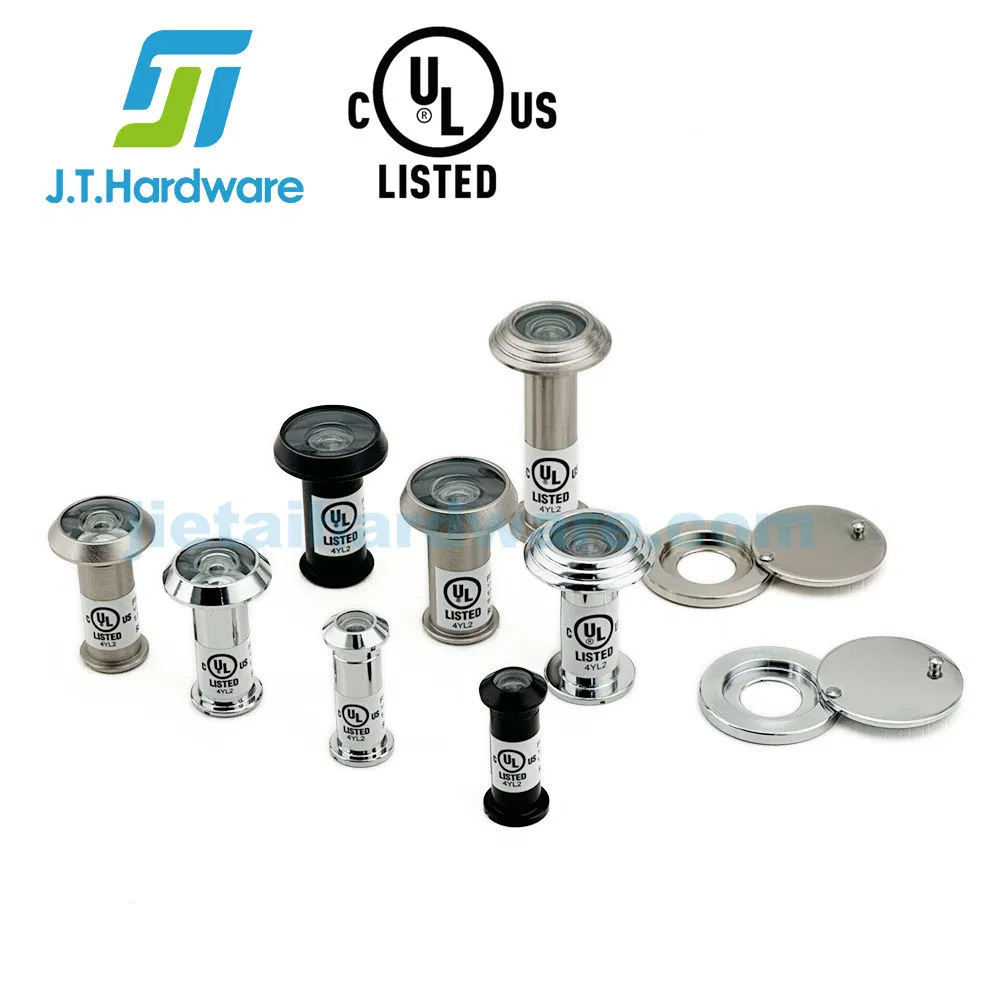 Jthardware Listed HD Glass Lens Solid Brass Wide Angle Peephole Door Viewer