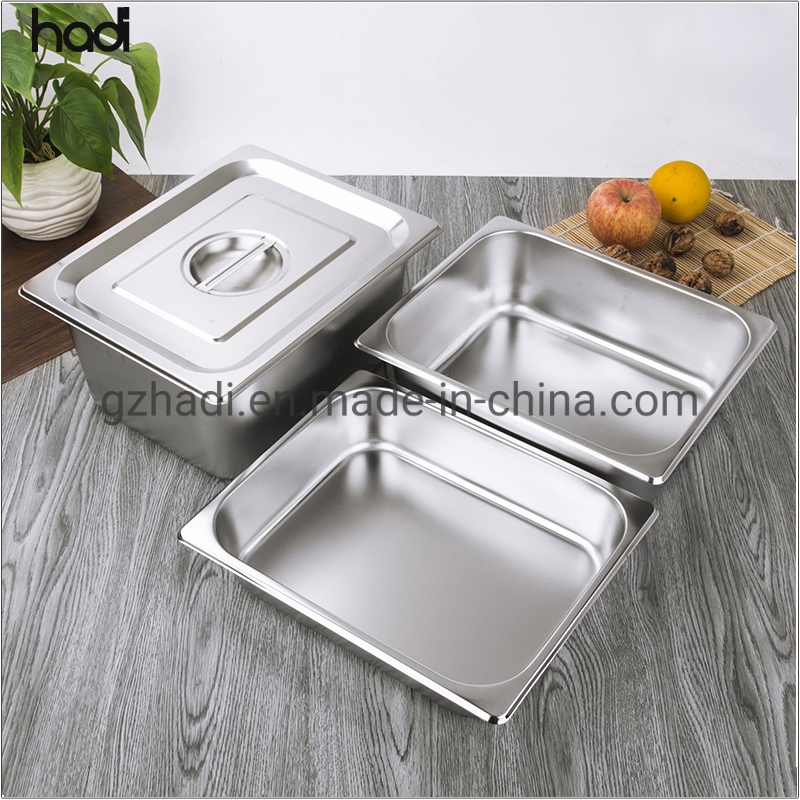 Hadi Commercial Equipment Kitchen Restaurant Square Gastronorm Food Pan High Quality Stainless Stee Gastronom Gn Pan Kitchen Pan Gn2/3 Buffet Pan