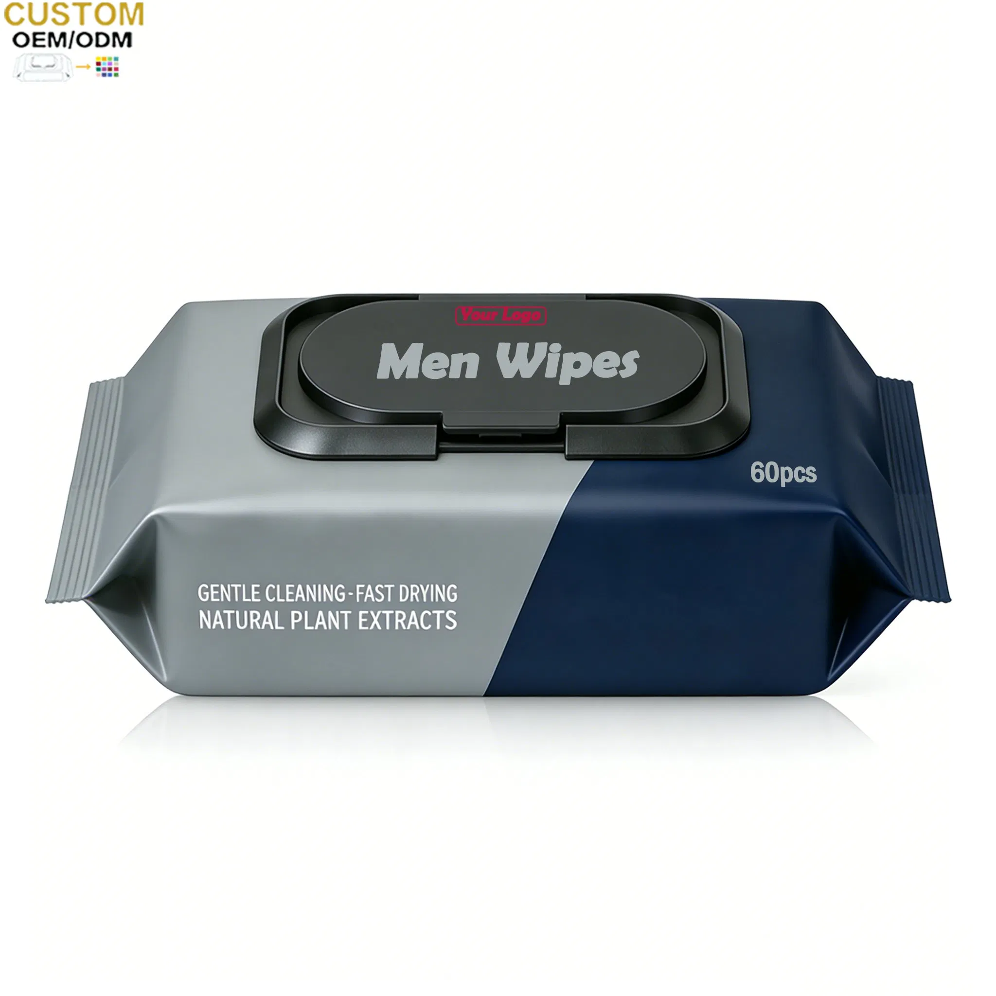 Biokleen OEM 60CT Cleansing Wipes Black Charcoal Body Wipes for Men