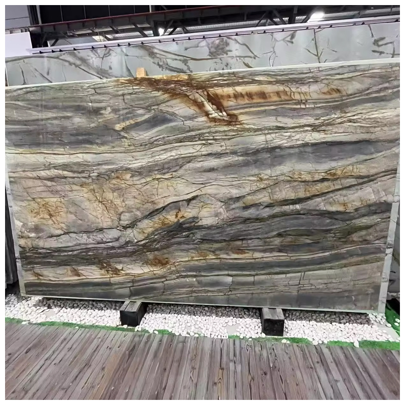 Highj-Quality Brazilian Leathered Brown Sandalus Quartzite for Bookmatched Wall and Countertops