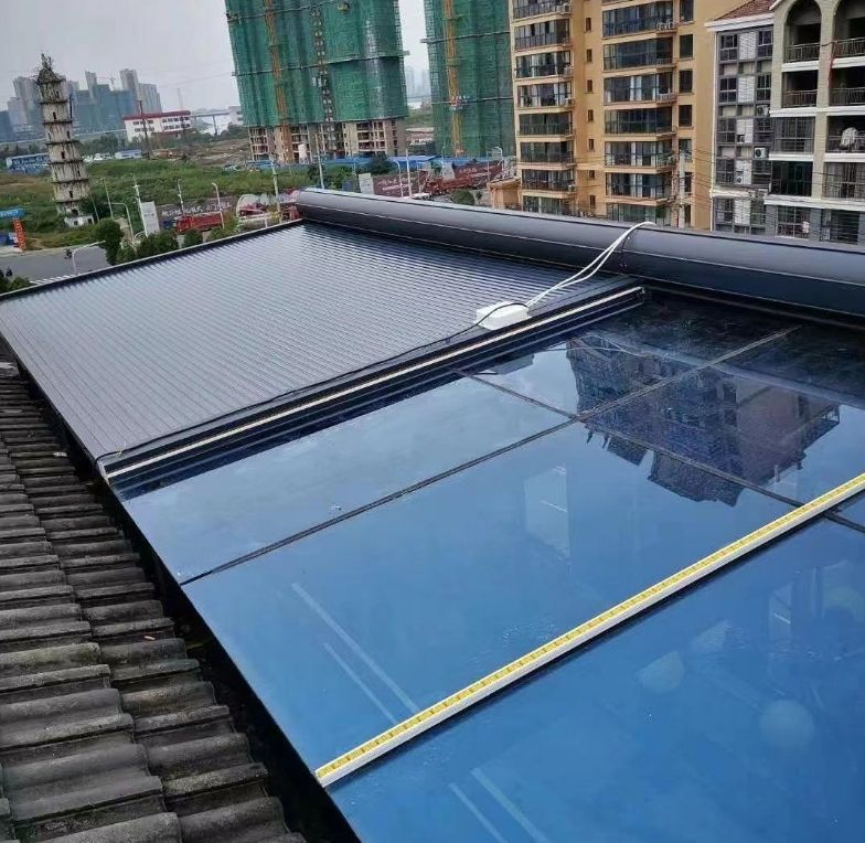 Modern Design Aluminum Alloy Rolling Shutter Polyurethane Foam Garden Automobile Sunshade with Remote Control for Hotels Sun Room Electric Sky Curtain