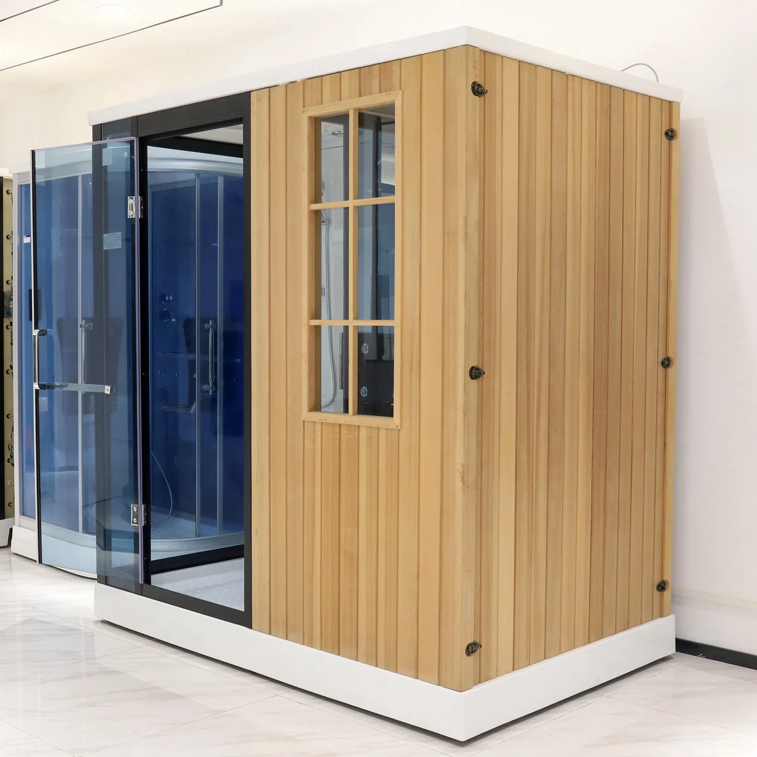 Modern Indoor Bathroom Solid Wooden Steam Cabinet Sauna Room Shower