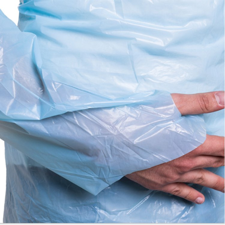 Disposable CPE Gowns Thumb Loop Disposable CPE PE Visiting Gown Plastic Apron