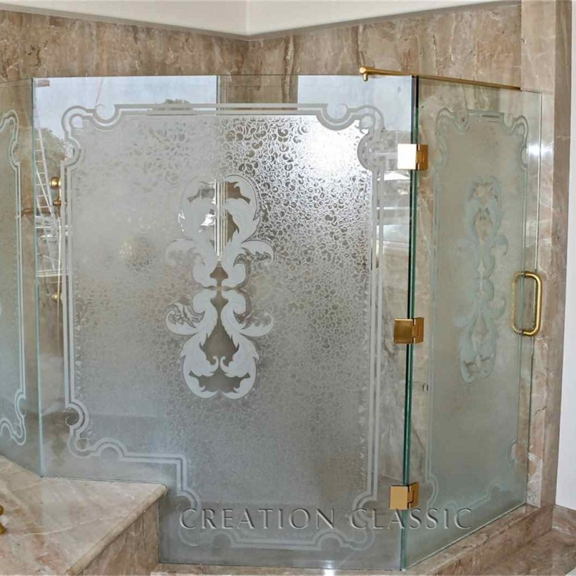 3mm-12mm Clear Float Glass Acid Etched Glass Bathroom Glass Art Glass