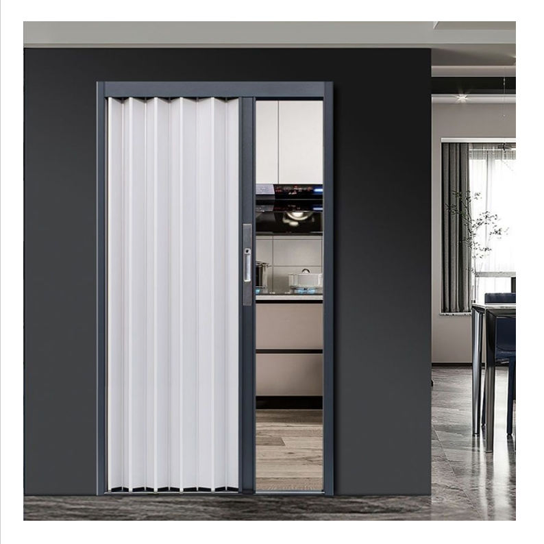 Modern Bi-Fold Slidinq Retractable Aluminum Alloy Invisible Low Rail Space-Saving Kitchen Shoppingmall Exterior Entrynfrc Door