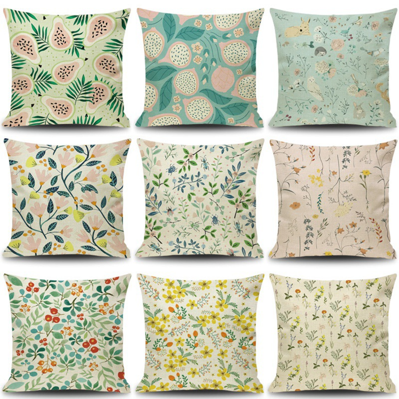 Latest Linen Custom Plant Printing Cushion Cover