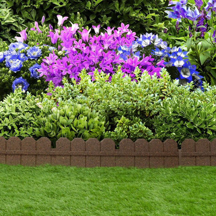 Recycled Rubber Picket Fence Lawn Edging