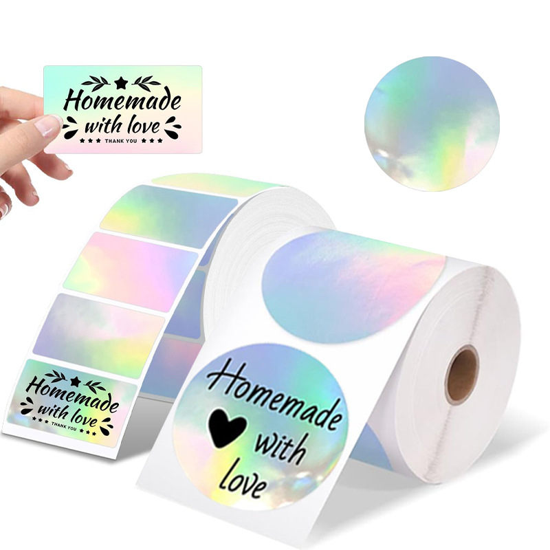Wholesale Custom Laser Round Sealing Stickers, Dumb Silver Thermal Waterproof Stickers, Custom Logo Stickers Holographic Label