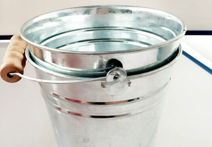 Stainless Steel Bucket with Flower Logo and Handle