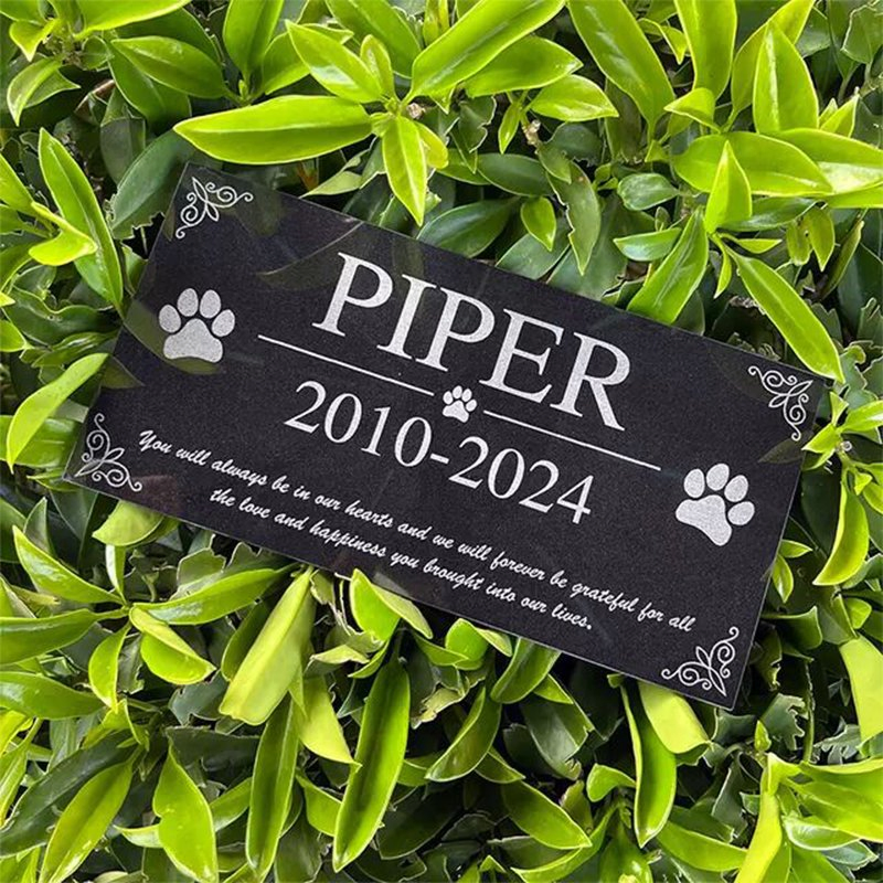 Personalized Memorial Plaque Pet Black Granite Grave Marker for Cemetery Decoration